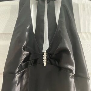 DJ Nights black, satin look, evening gown.  Size 3/4